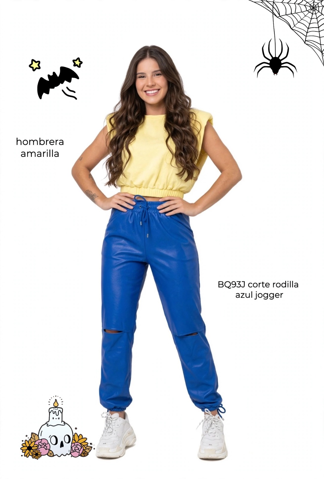 BQ93J corte rodilla azul jogger