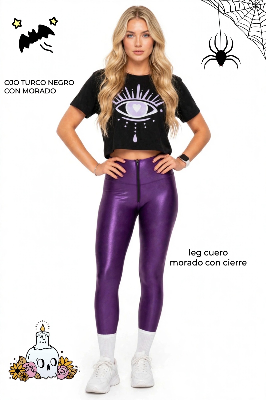 leg cuero morado con cierre