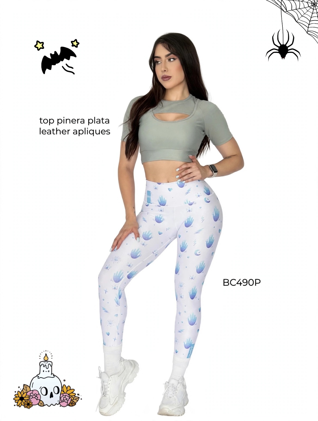 crop top pinera plata leather apliques