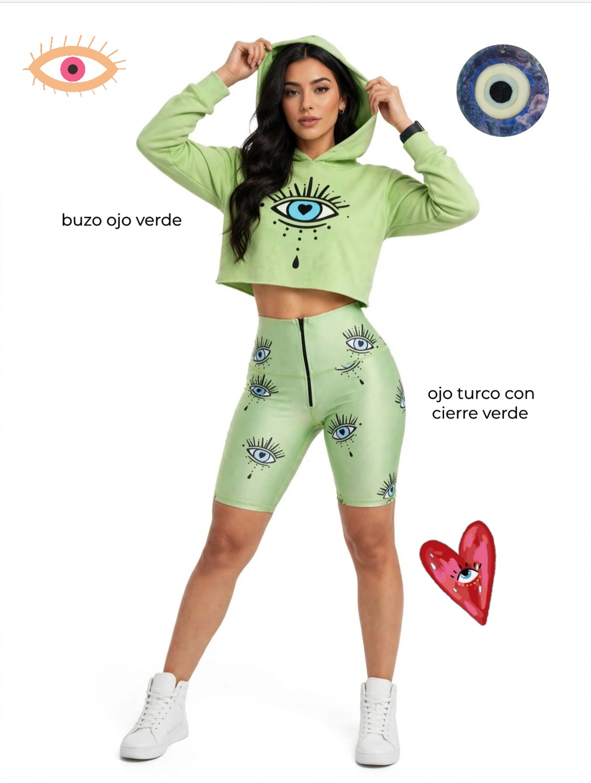 ojo turco con cierre verde