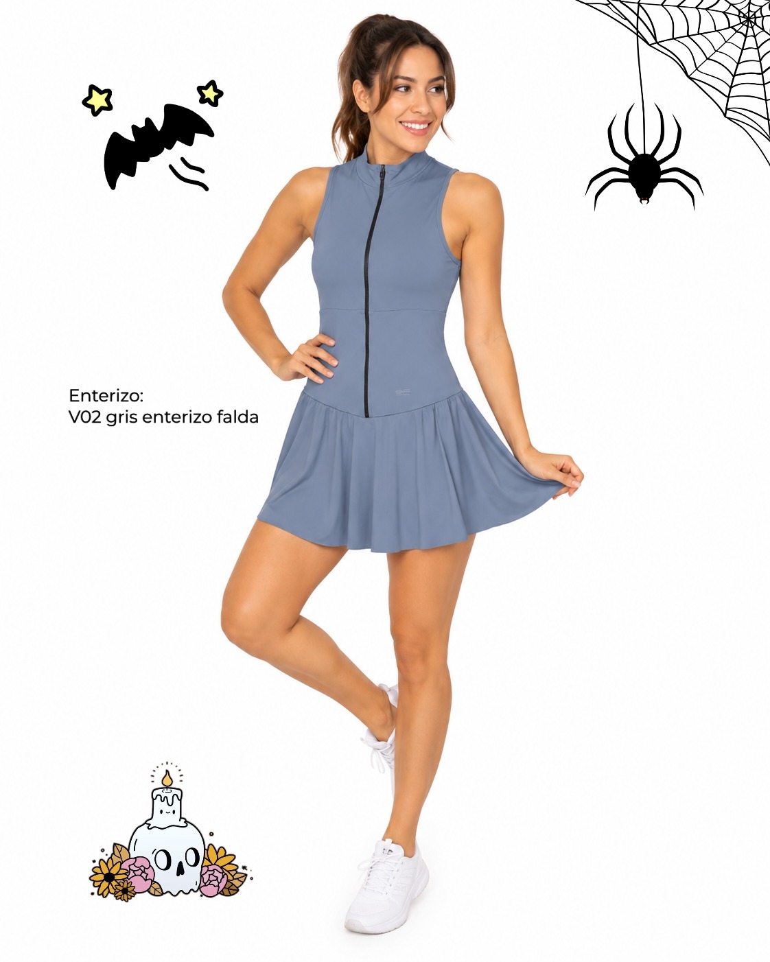 V02 gris enterizo falda